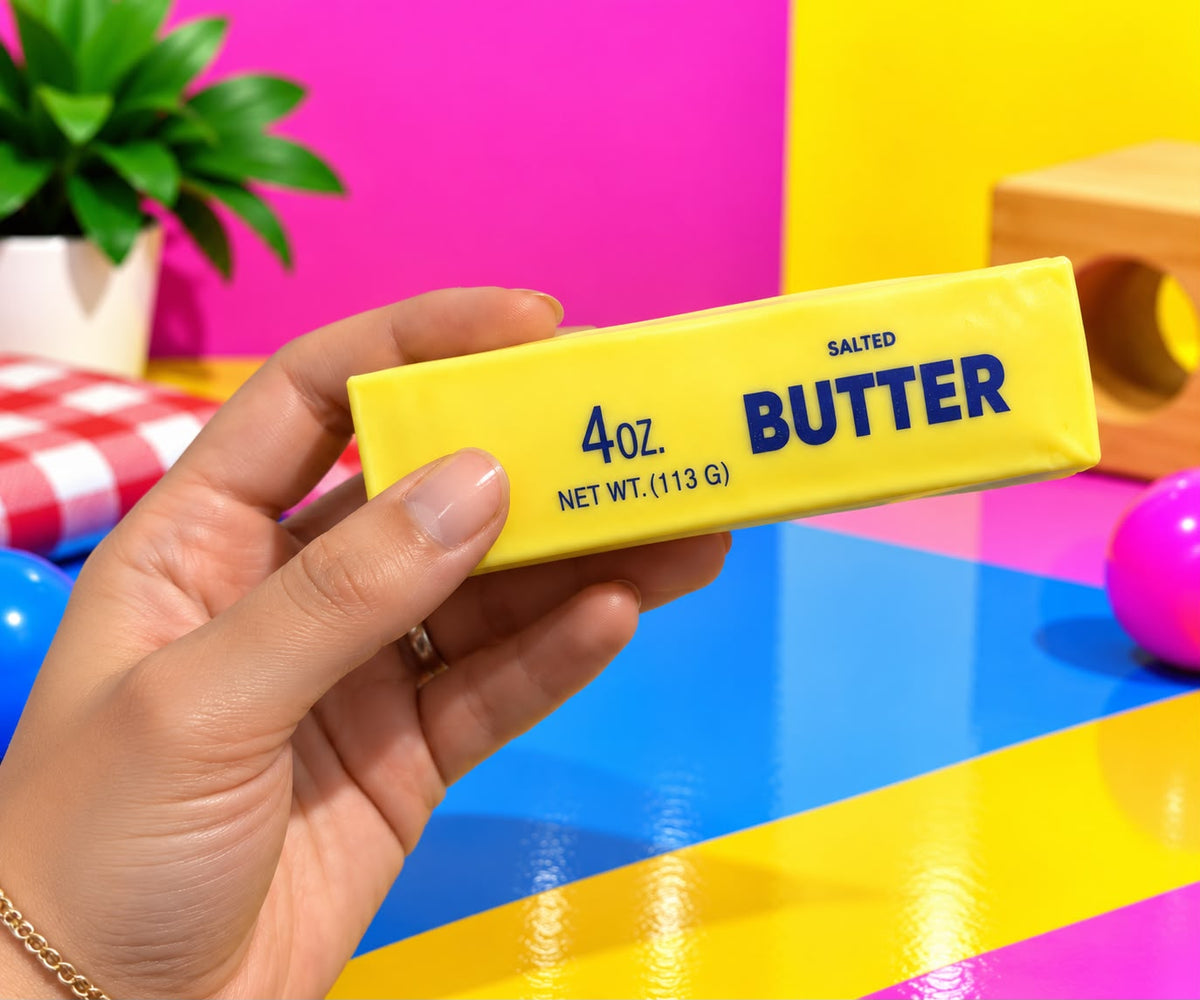 Squishy Butter, shown in hand for size