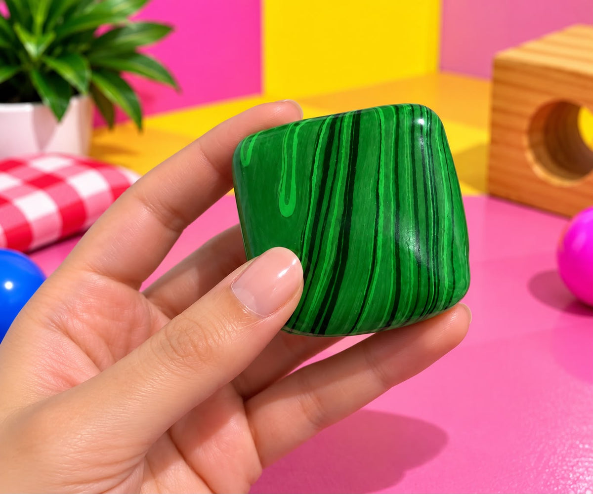 Watermelon Cube, shown in hand for size