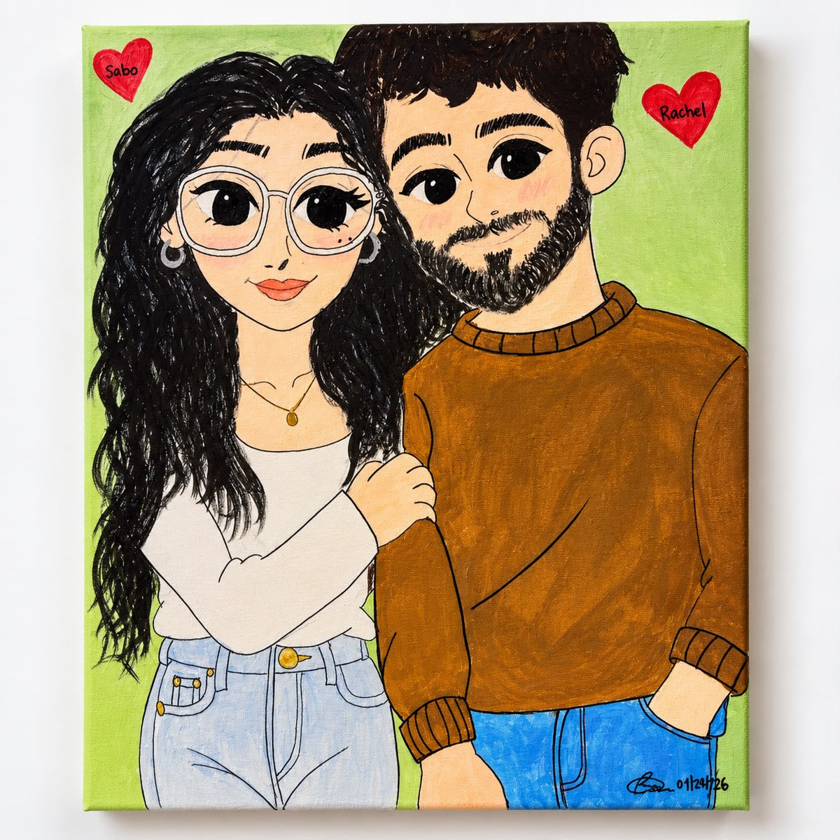 Custom Couple Portrait from Photo - Personalized Cartoon Art Gift