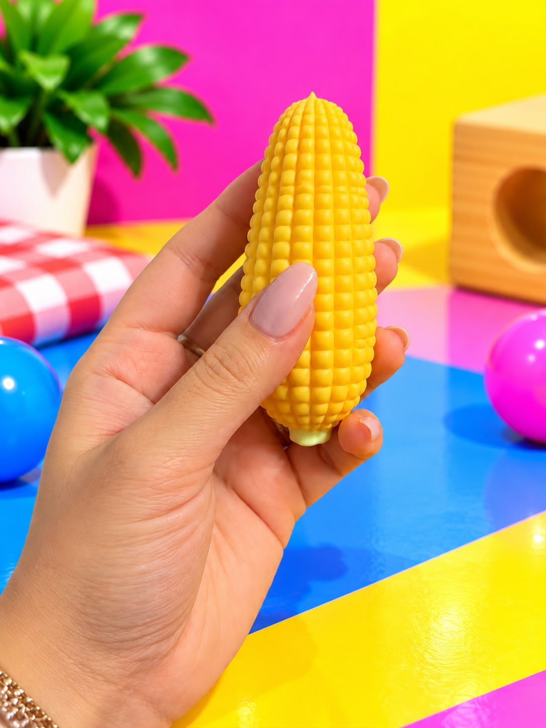 Crunchy Corn, shown in hand for size