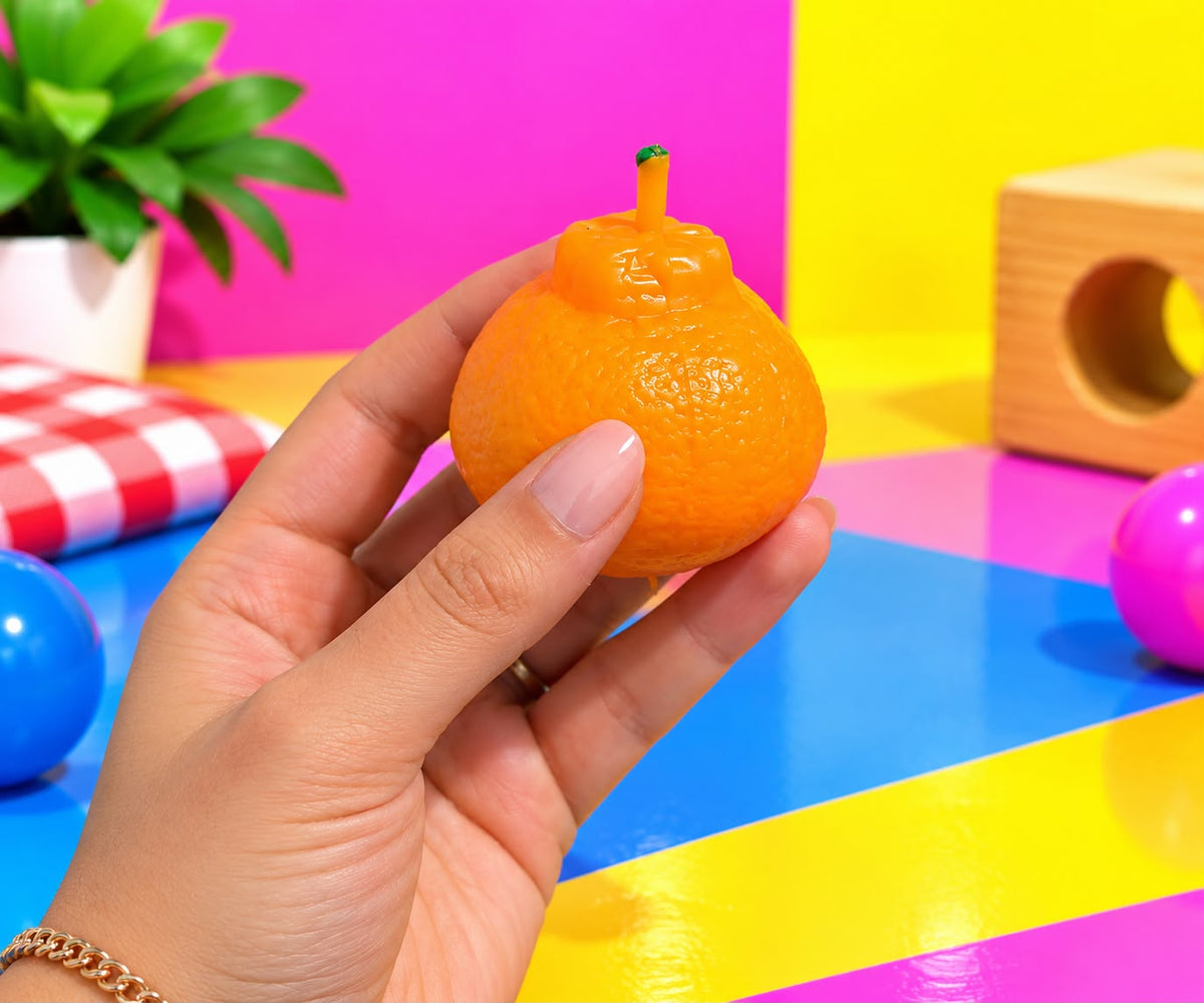 Crunchy Orange, shown in hand for size