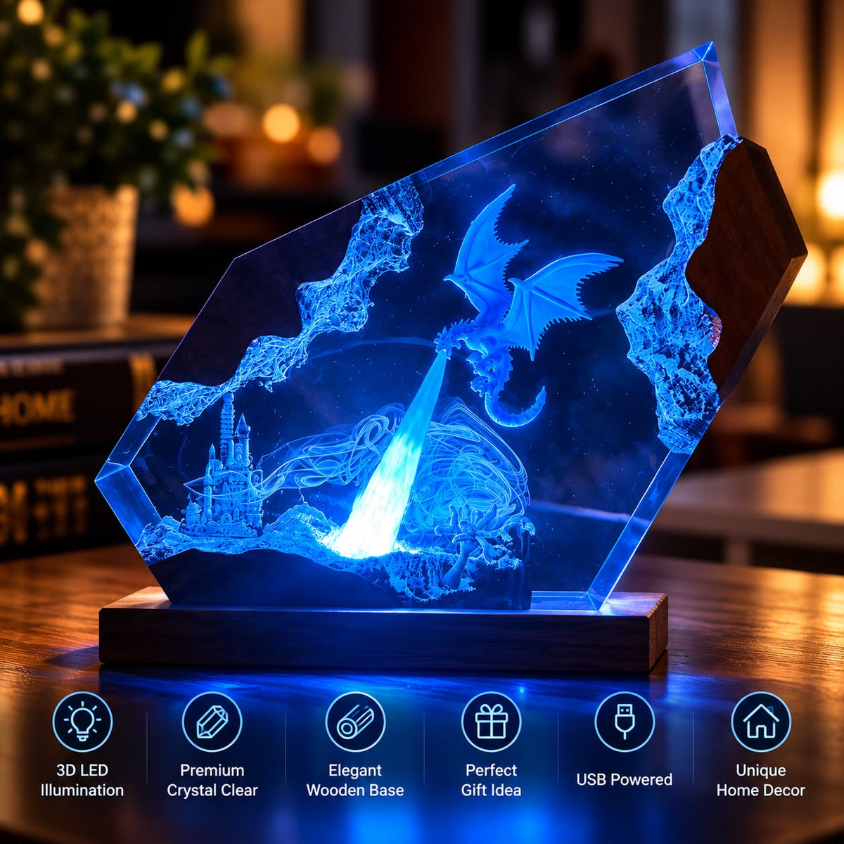Dragon Crystal Glow Lamp, blue light